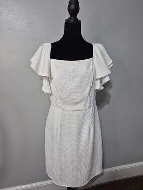 She+Sky White Ruffle Sleeve Sheath Dress Size Large Textured New With Tags